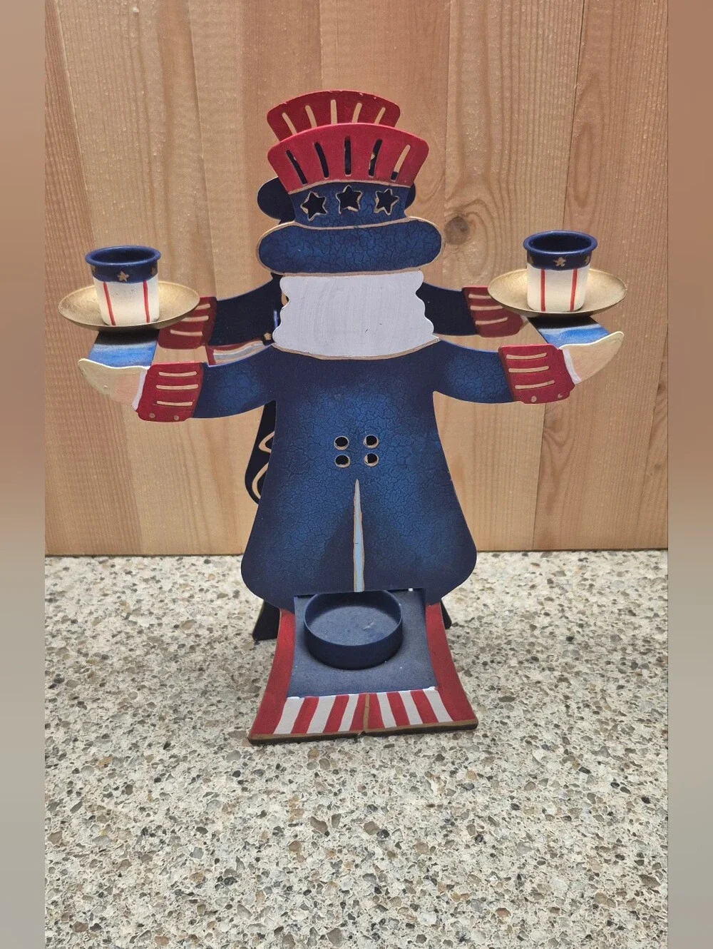 Vintage PartyLite Uncle Sam Metal Candle Holder Patriotic 4th of July Americana